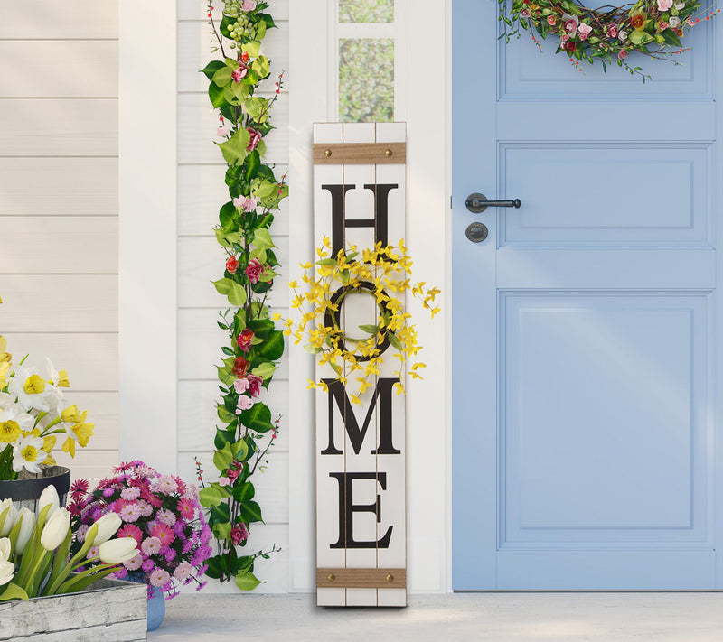 Glitzhome Home Sign with Spring, Fall, Holiday Wreaths — View 12