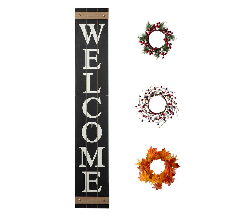 Glitzhome Welcome Patriotic, Spring, Fall, Holi day Wreath Sig — View 4