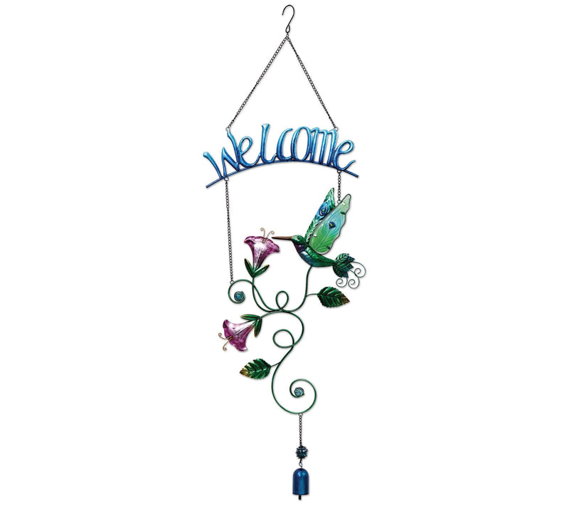 SVD Hanging Hummingbird Welcome Sign Chime — View 3