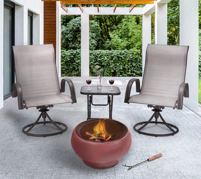 Teamson Home Outdoor 22" Round Concrete Wood Bu rning Fire Pit — View 8