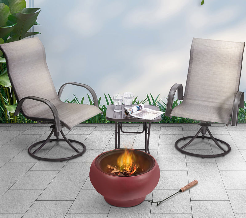 Teamson Home Outdoor 22" Round Concrete Wood Bu rning Fire Pit — View 9