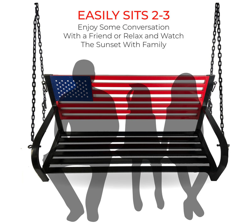 Backyard Expressions Red, White, Blue, Flag Porch Swing — View 7