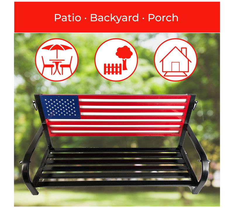Backyard Expressions Red, White, Blue, Flag Porch Swing — View 8