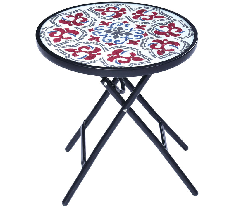 Backyard Expressions 18"Diam Easy Fold Glass Top Table — Main view