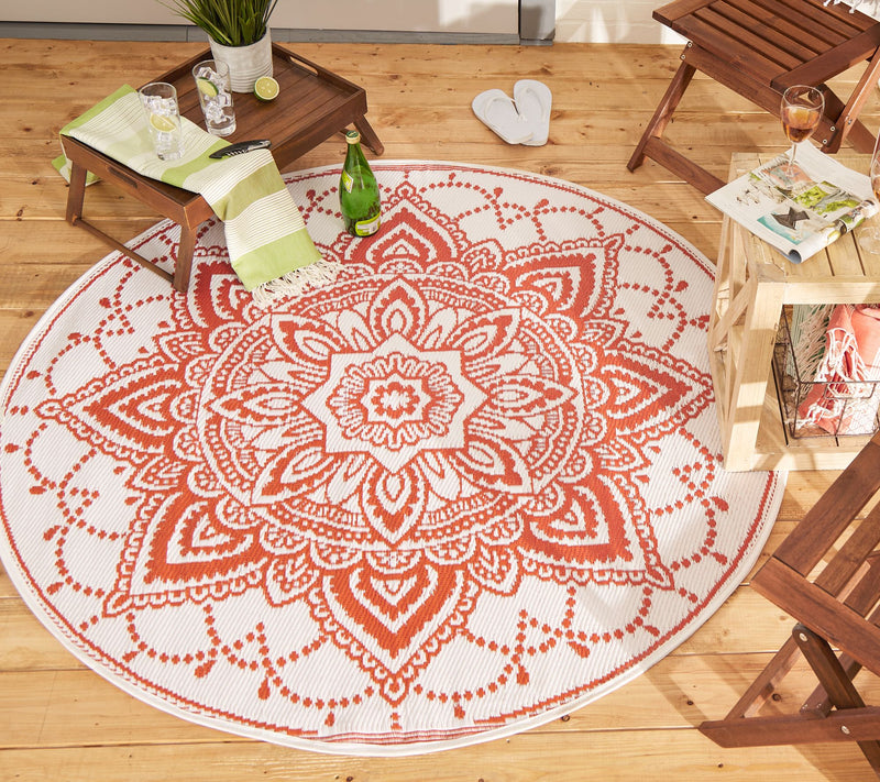 Design Imports Reversible Boho Floral Outdoor R ug 5' Round — View 14