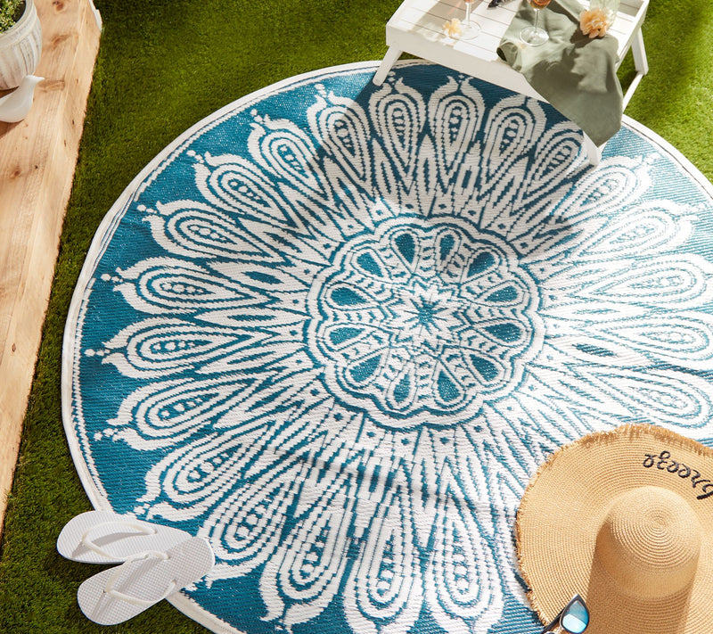 Design Imports Reversible Sunflower Outdoor Rug5' Round — View 11