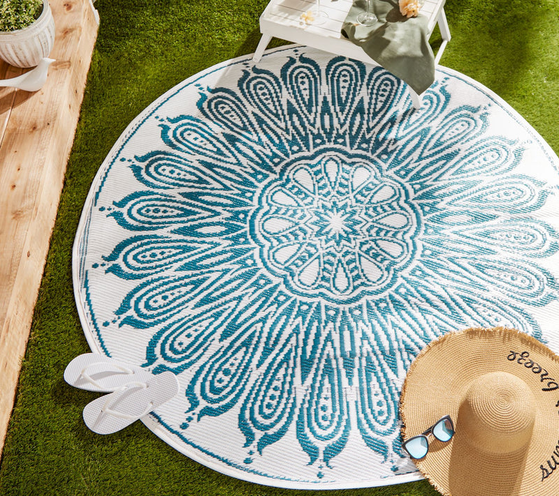 Design Imports Reversible Sunflower Outdoor Rug5' Round — View 12