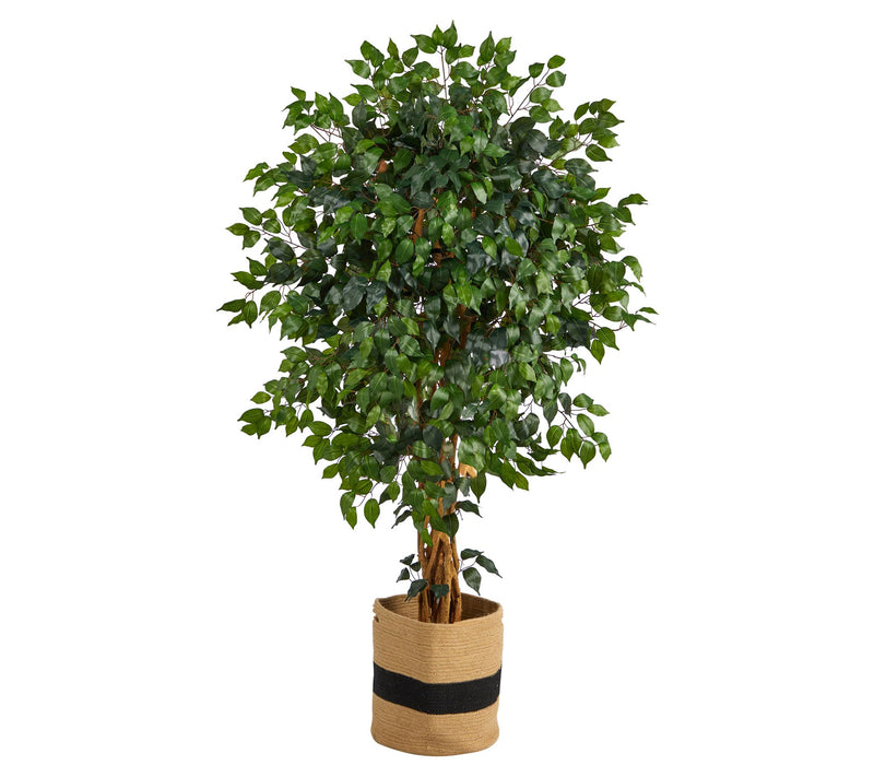 5.5' Palace Ficus Cotton Planter by Nearly Natual — View 3