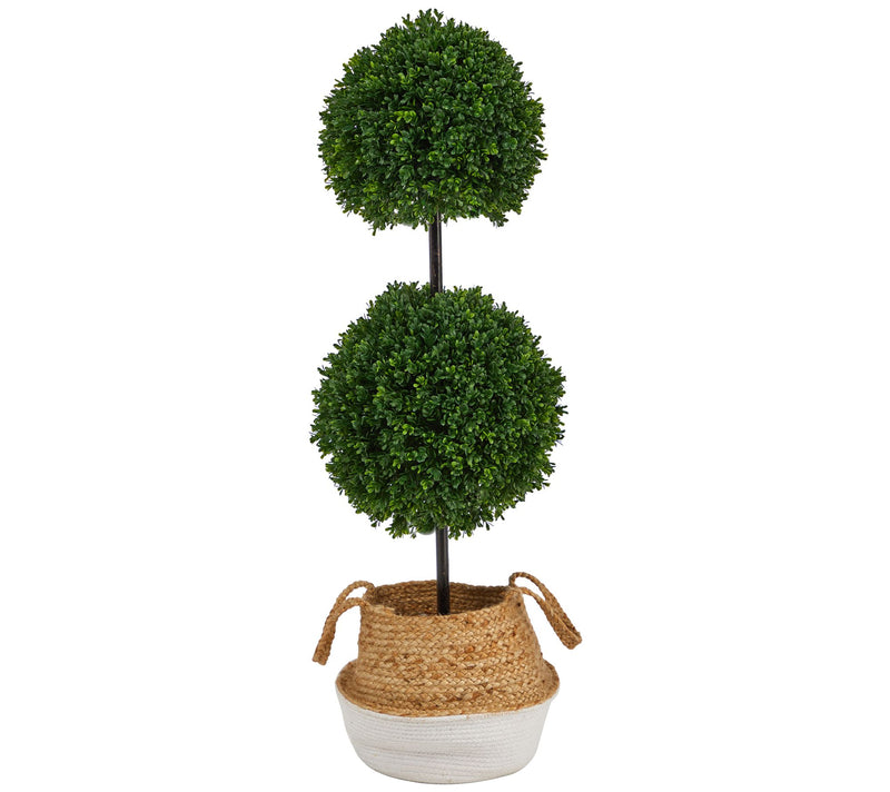 3.5' Boxwood Double Ball Topiary Planter by Nearly Natural — Main view