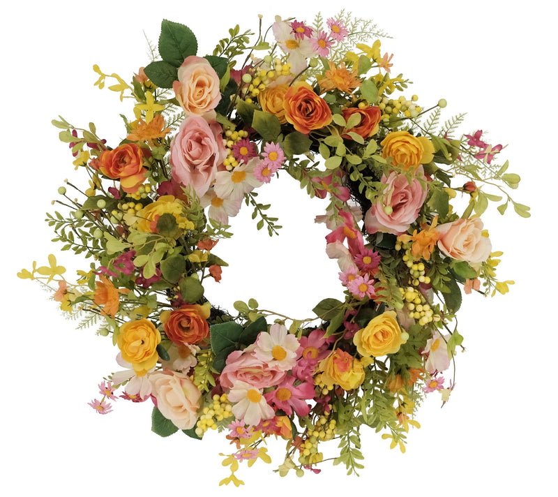 Puleo 24" Rose Dogwood Daisy Floral Spring Wrea  th — Main view