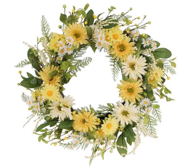 Puleo 24" Chrysanthemum/Daisy Floral Spring Wreath — Main view