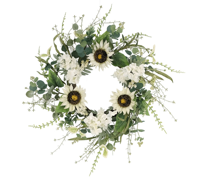 Puleo 24" Sunflower/Hydrangea Floral Spring Wre ath — View 3