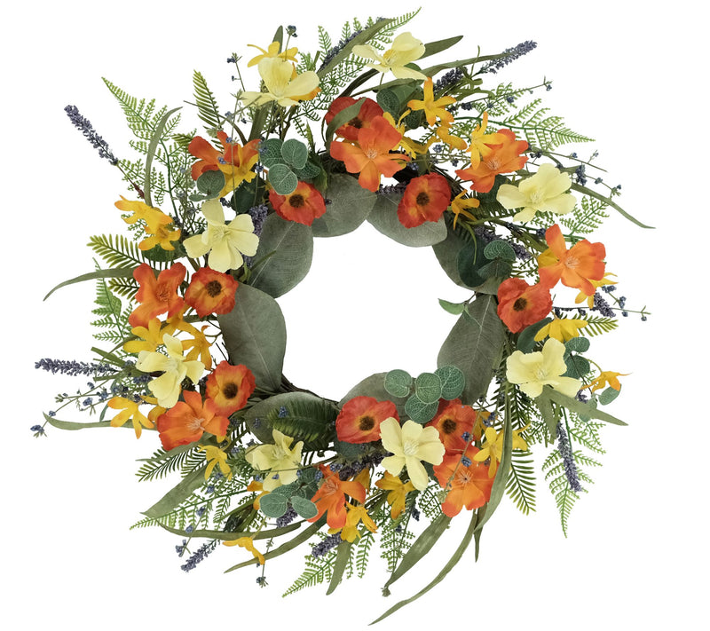 Puleo 24" Dogwood Poppy Daisy Floral Spring Wreath — Main view