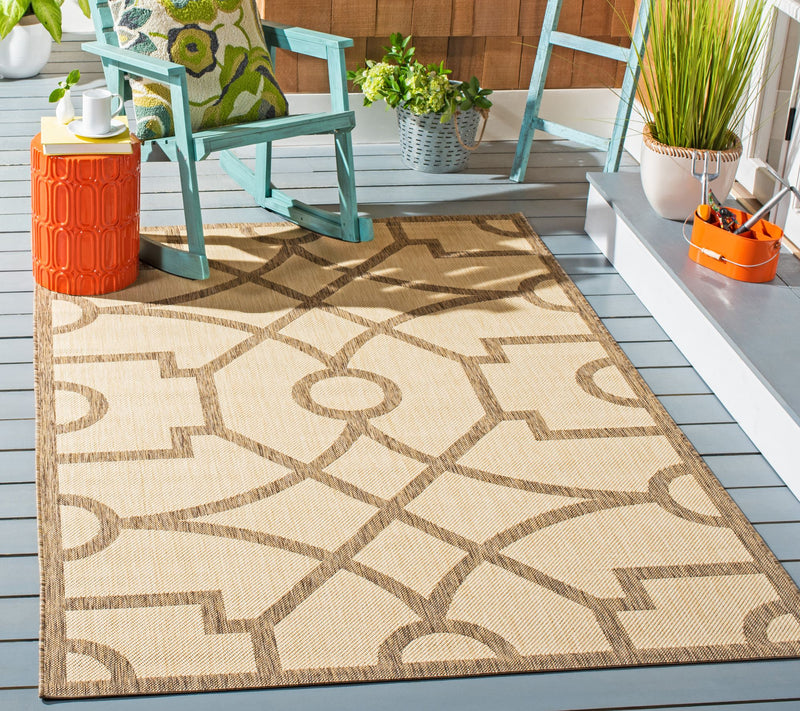 Martha Stewart Outdoor Fretwork Dark Beige 6'7"x 9'6" Rug — View 6
