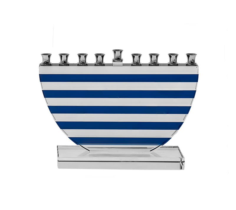Copa Judaica Blue Stripe Crystal Menorah — View 3