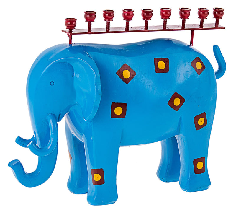 Copa Judaica Blue Elephant Menorah — View 3