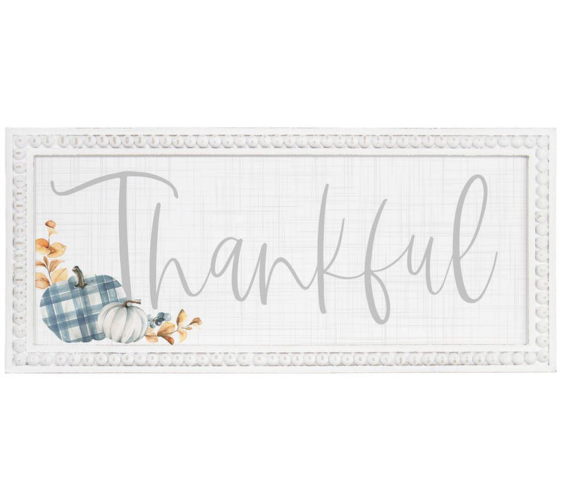 Thankful Blue Gingham. Beaded Art By Sincere Surroundings. — Main view