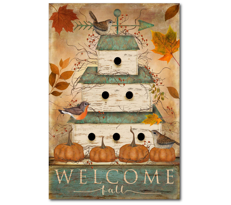 Courtside Market Welcome Fall Birdhouse 12x18 Canvas Wall Art — Main view