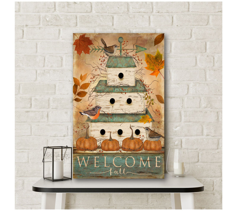 Courtside Market Welcome Fall Birdhouse 12x18 Canvas Wall Art — View 4