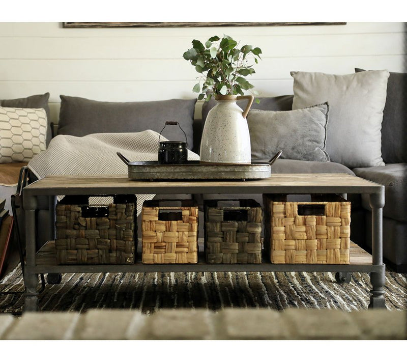 Pacific Thyme Set of 2 Nesting Woven Water Hyacinth Storage Baskets — View 10