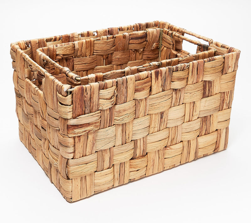 Pacific Thyme Set of 2 Nesting Woven Water Hyacinth Storage Baskets — View 7