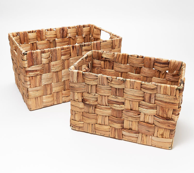 Pacific Thyme Set of 2 Nesting Woven Water Hyacinth Storage Baskets — View 3