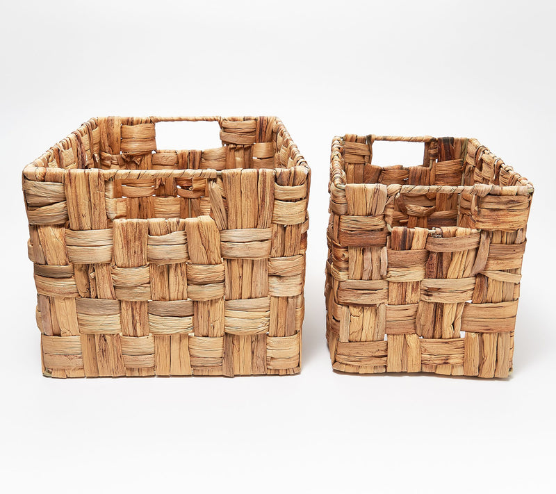 Pacific Thyme Set of 2 Nesting Woven Water Hyacinth Storage Baskets — View 6