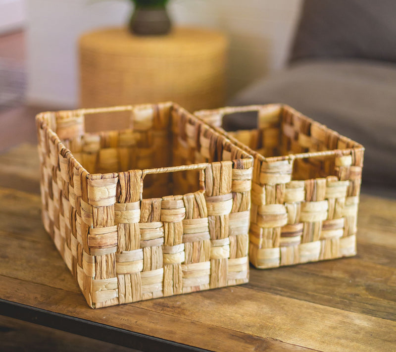 Pacific Thyme Set of 2 Nesting Woven Water Hyacinth Storage Baskets — View 9
