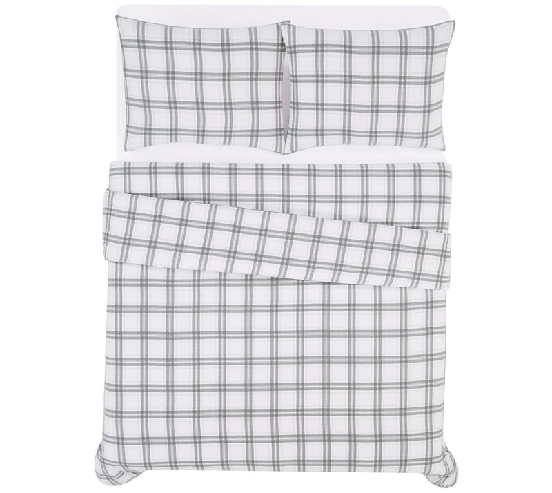 London Fog Grey Plaid Twin XL 2 Piece Flannel Comforter Set — View 3