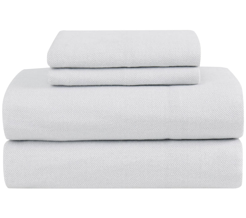 London Fog Herringbone Flannel 3 Piece Twin Sheet Set — View 3