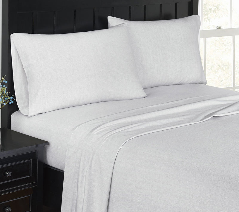 London Fog Herringbone Flannel 3 Piece Full Sheet Set — View 4