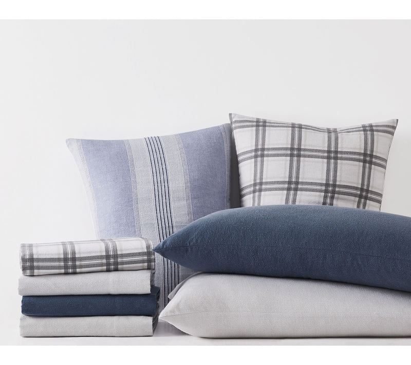 London Fog Grey Plaid Flannel 4 Piece Full Sheet Set — View 6