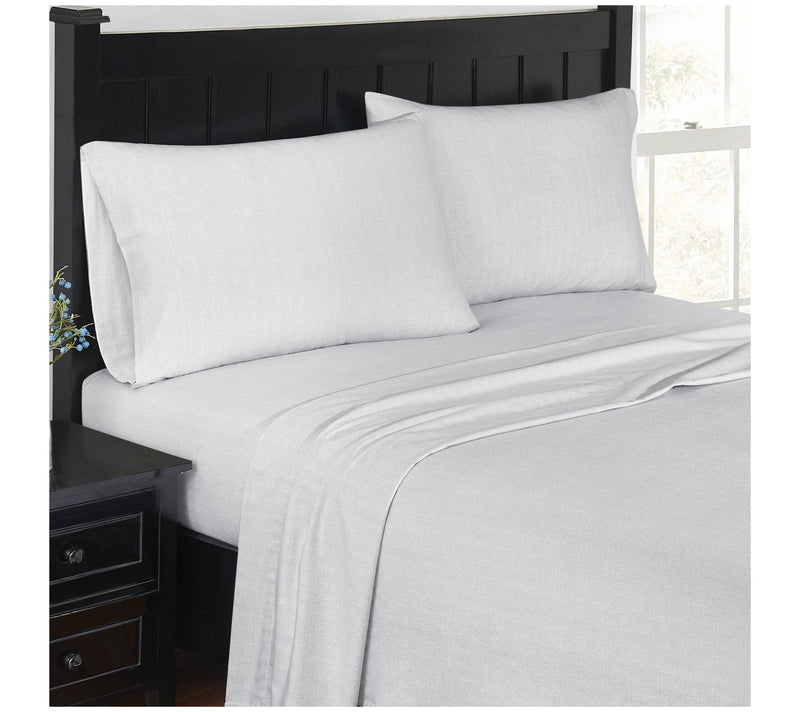 London Fog Herringbone Flannel 4 Piece Flannel Sheet Set — View 2
