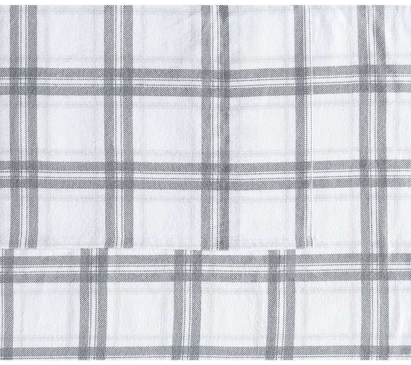 London Fog Grey Plaid Flannel 4 Piece Queen She et Set — View 3