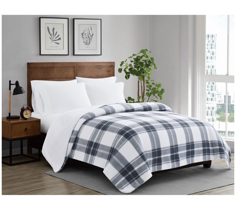 Cannon Cozy Teddy Plaid Full/Queen Blanket — View 3