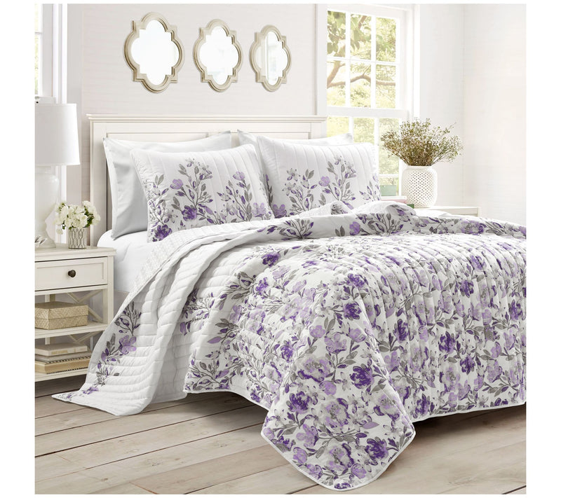 Lush Decor Tanisha Reversible Quilt, 3 PC, FL/QN — Main view