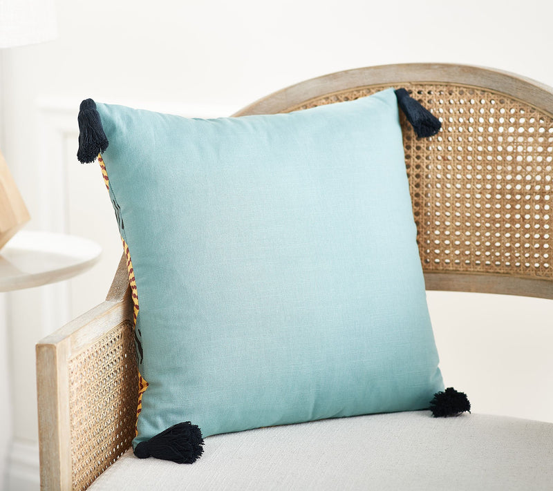 Home Reflections Cotton Poplin Dec Pillow w/ Tassels — View 8
