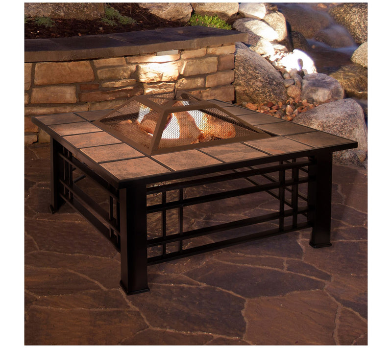 32" Square Tile Fire Pit — View 3