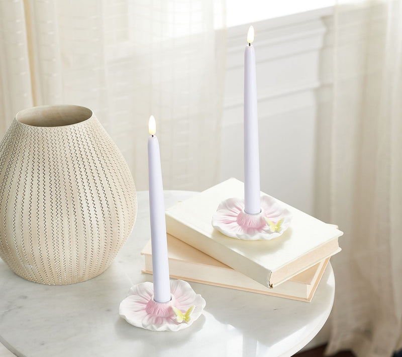 Lightscapes Set of 2 Flameless Tapers with Flower Holders — Main view