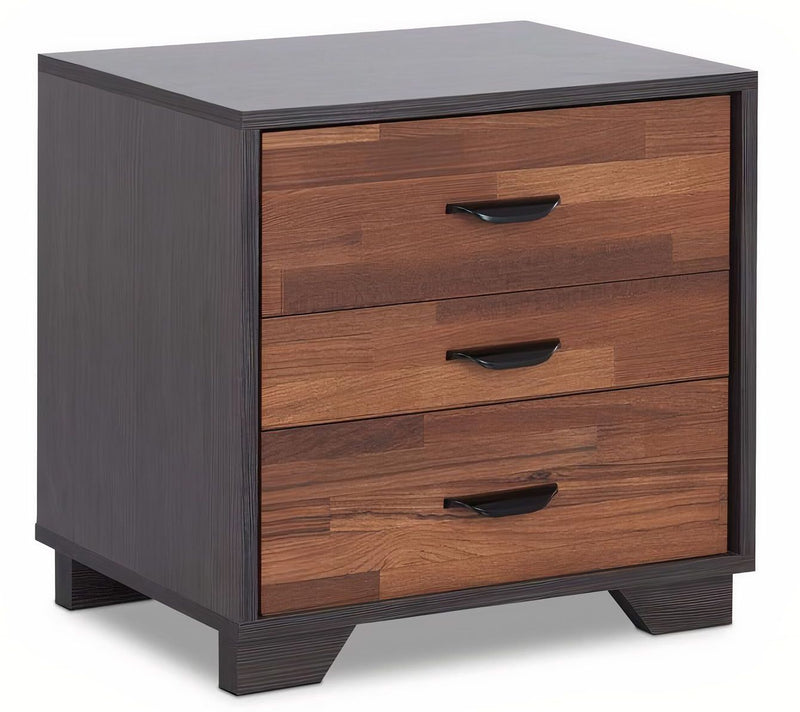 Walnut And Espresso Contemporary Nightstand — Main view