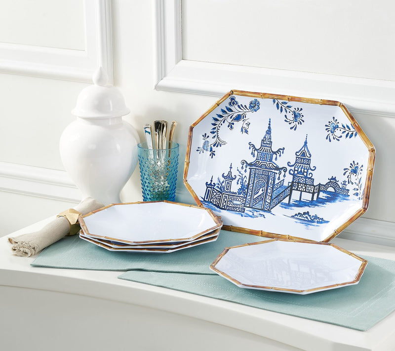 House No. 9 by Home Love Chinoiserie Melamine Tray & Plates — Main view