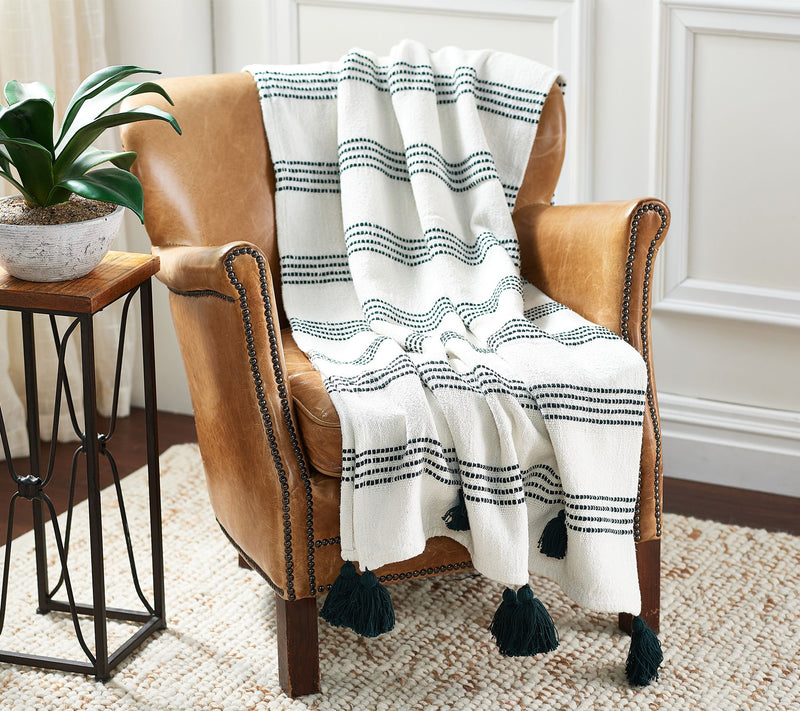 House No. 9 by Home Love 100% Cotton Woven Throw w/ Tassels — Main view