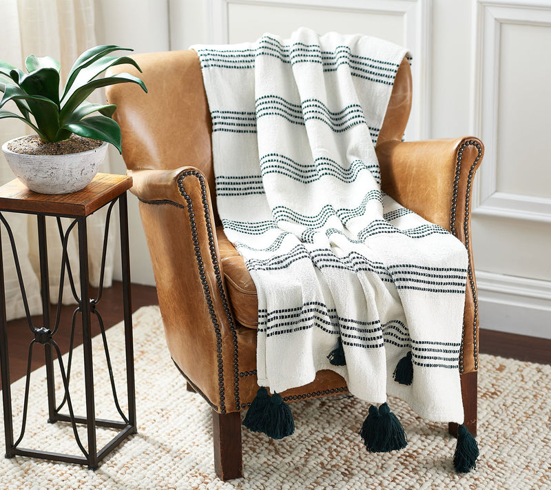 House No. 9 by Home Love 100% Cotton Woven Throw w/ Tassels — View 4