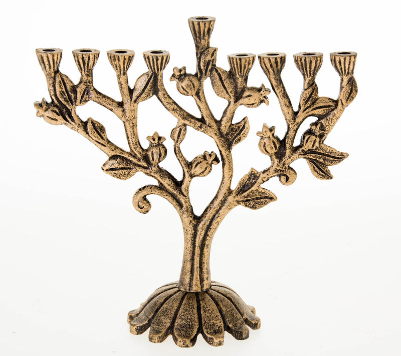 Copa Judaica Pomegranates Goldtone Menorah — Main view