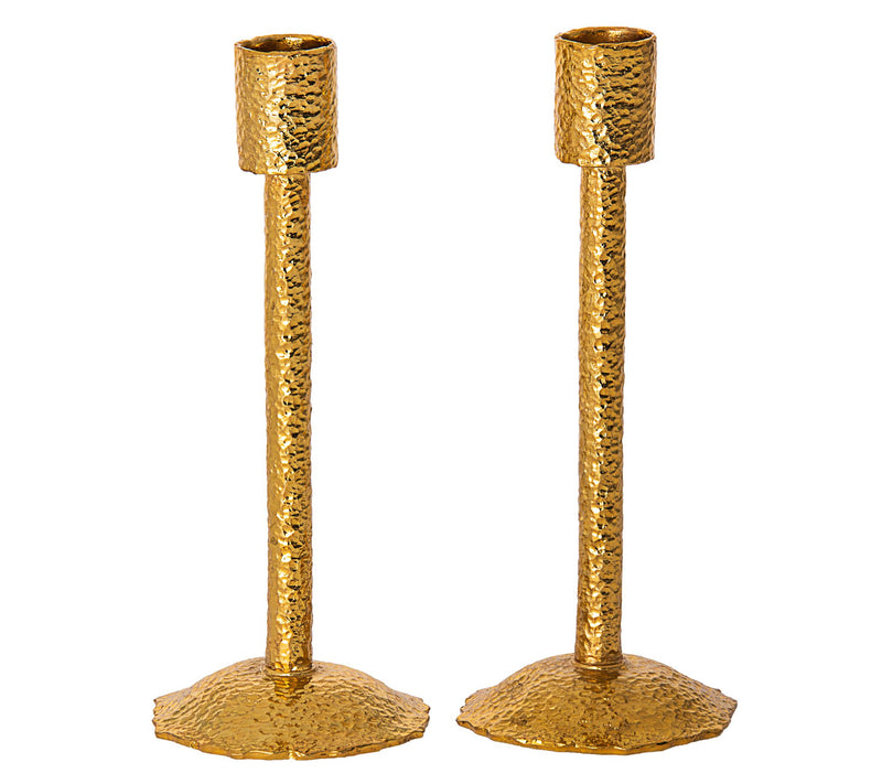 Copa Judaica Hammered Gold Candle Stick Holders — View 3