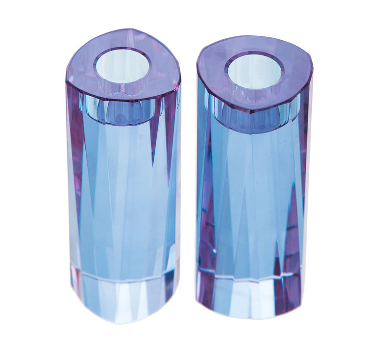 Copa Judaica Blue Crystal Candle Holders — Main view
