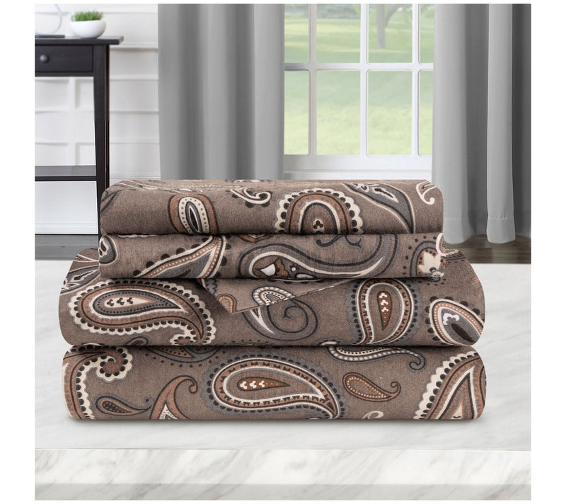 Superior Cotton Flannel Deep Pocket Paisley She et, Split King — Main view