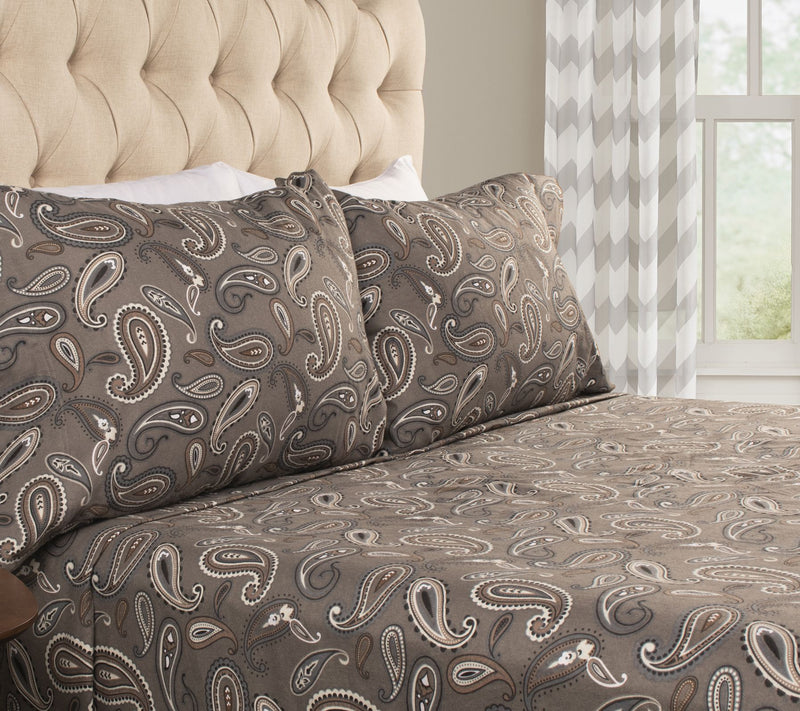 Superior Cotton Flannel Deep Pocket Paisley She et, Split King — View 4