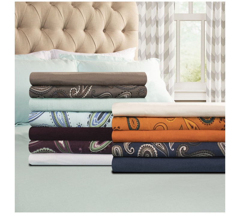 Superior Cotton Flannel Deep Pocket Paisley She et, Split King — View 17