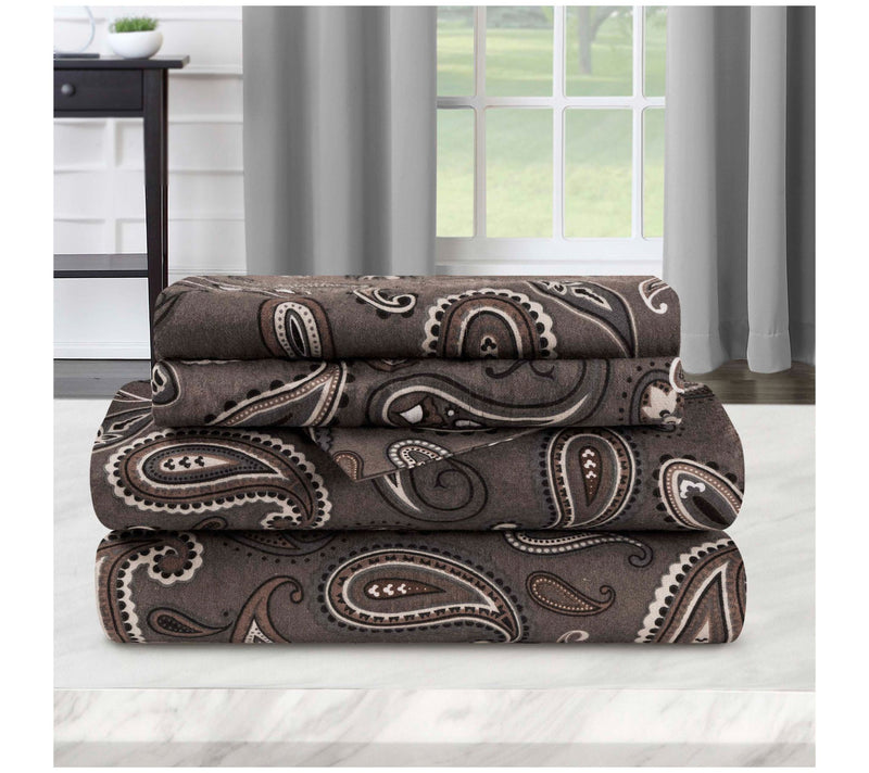 Superior Cotton Flannel Deep Pocket Paisley She et, Split King — View 5